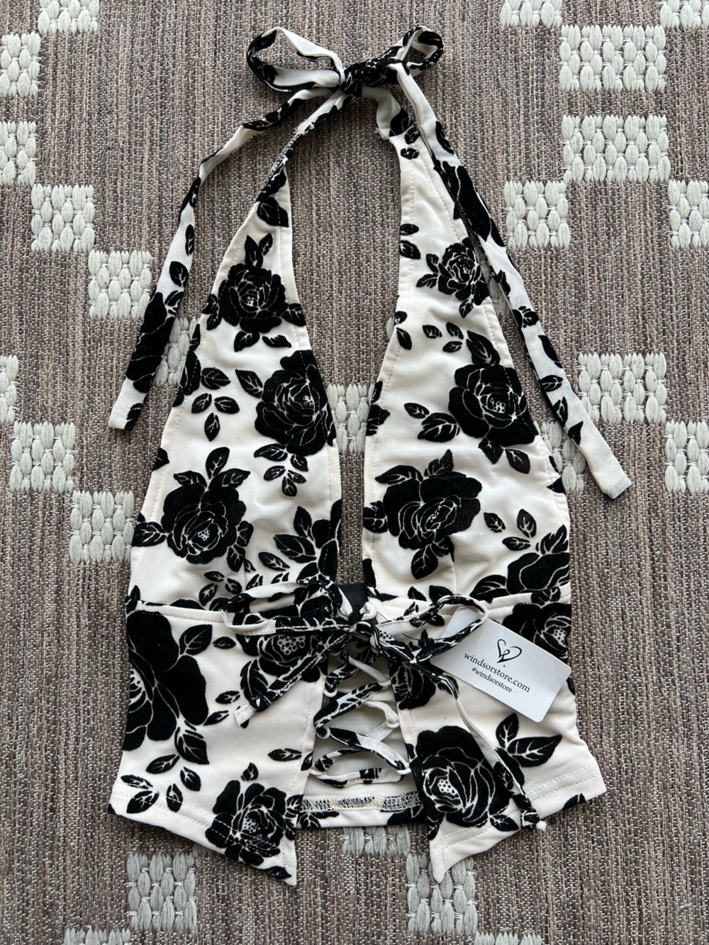 NWT Windsor Floral Lace-Up Top XS